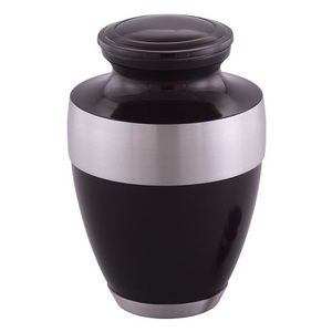 Urnes funéraires en aluminium pour adultes avec bande en étain et finition rouge foncé, urne funéraire en métal pour cendres humaines - Product Image 3
