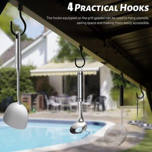 6.5x12FT Hardtop Galvanized Steel Roof Grill Gazebo Outdoor BBQ with 2 Side <b>Shelves</b> <b>Metal</b> Permanent Canopy & Pergola - Product Image 5