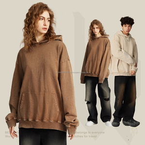 Otoño algodón pesado 420g Vintage suelto de moda lavado Terry Sudadera con capucha OEM Logo algodón hombres ácido lavado pulóver sudaderas con capucha - Product Image 4