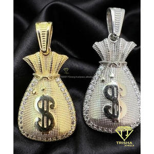 Colgante de Bolsa con Símbolo de Riqueza Personalizado, con Diamante Moissanita, Plata de Ley 925, Joyería Hip Hop con Incrustaciones de Diamantes - Product Image 4
