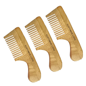 Peine de madera de neem orgánico 100% de la mejor calidad, diseño personalizado con logotipo Original DE LA India, regalo para el cuidado del cabello del bebé, fabricante Original - Product Image 1