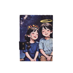 <b>A5</b> Cute Couple Cartoon Design Handmade Paper <b>Notebook</b> Lock Diary 200 Pages Double Side Writing Eco Friendly Premium Gift Journal - Product Image 2