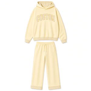 Women's Hooded Tracksuit Set Letter Print <b>Sweatshirt</b> And Long Pants Casual <b>White</b> Checkered Two Piece Outfit 2026 - Product Image 2