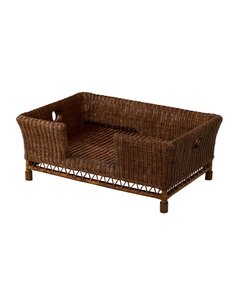Cama Rectangular para Perro de Mimbre Marrón Oscuro, Sofá Cama de Ratán Tejido para Mascotas con Cojín, Muebles Duraderos para Interiores y Exteriores - Product Image 6