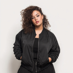 Chaqueta Bomber para Mujer Talla Grande, Chaqueta Bomber Deportiva de Moda Urbana, Chaqueta Bomber Impermeable para Mujer - Product Image 3