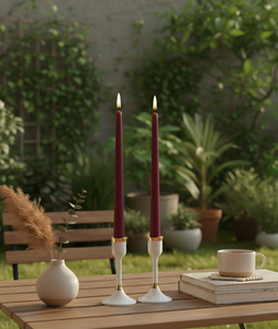 Juego de Velas Cónicas de Parafina Borgoña Premium, 2 Velas Hechas a Mano sin Humo ni Aroma para Fiestas, Bodas, Salas de Estar y Dormitorios - Product Image 1