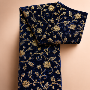 Tela de terciopelo bordada para Abaya, Kaftan, ropa modesta, diseño del Golfo y Emiratos Árabes Unidos, material textil de calidad de exportación para la industria de la moda. - Product Image 4