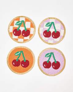 Ensemble de dessous-de-verre faits main en perles, en forme d'organes humains (œil, nez, lèvre, oreille), en tissu, pour la décoration de la maison, du bar ou de la table, produit personnalisable - Product Image 5