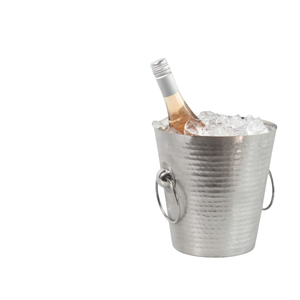 Seau à glace en acier inoxydable martelé de qualité supérieure avec poignées, refroidisseur à vin et seau à champagne en métal durable, bac à boissons pour fêtes - Product Image 1
