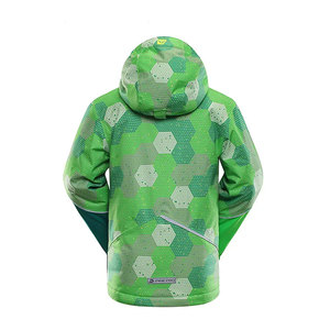 <b>Men's</b> <b>Green</b> Geometric Print Hooded Puffer <b>Jacket</b> <b>Waterproof</b> Zipper Closure Sporty Winter Wear Regular Fit Polyester - Product Image 3