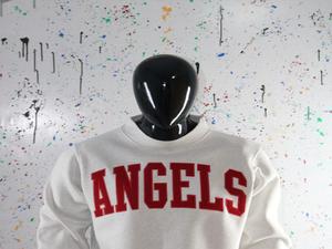 Sweat-shirt à col montant gris cendré ANGELS ASH, 100% coton, broderie appliquée rouge, col large, URBAN PRODUCTIONS - Product Image 4