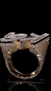 Anillo de Diamantes Moissanite con Corte Baguette VVS, Chapado en Rodio, Personalizado, Estilo Hip Hop, para Hombre - Product Image 3
