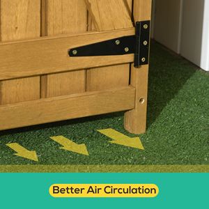 Armario de Almacenamiento para Jardín de 3 Estantes, Impermeable, de Madera Natural, Organizador de Herramientas, con Techo de Asfalto y Puertas con Cerradura - Product Image 6