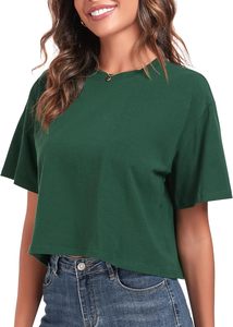 Womens Cropped Tee Shirt Soft Breathable Cotton Short Sleeve Round Neck Slim Fit Fashion Streetwear Custom Design Manufacturer - Product Image 4
