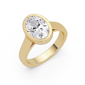 Luxury <b>Rings</b> Jewelry 14K Pure <b>Gold</b> Oval Cut Lab Grown Diamond 2.00 Ct IGI Certified Bezel <b>Set</b> Engagement <b>Rings</b> Wedding <b>Rings</b> - Product Image 2