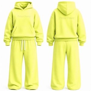 <b>Prime</b> Power Women's Lime Green Hoodie Jogger Set Fleece Casual Two Piece Tracksuit Loose Fit All Seasons Street wear Clothing - Product Image 1