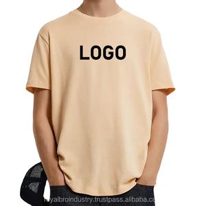 Camiseta 100% de algodón con cuello redondo para hombre, camiseta de hombro caído de gran tamaño de calidad de lujo, diseño de logotipo personalizado, diseño de logotipo personalizable en blanco - Product Image 1