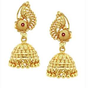 Indian Low Prices Alloy 22K Gold Plated Crystal Rhinestone Flower Design Jhumka Women's Trendy Earrings Sets Party Wholesale - Product Image 3