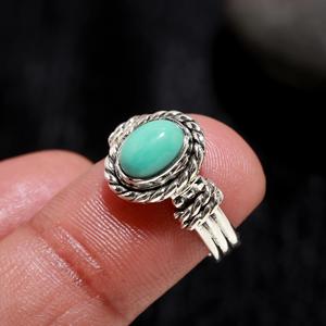 Handmade Vintage Adjustable Cluster <b>Ring</b> Natural Mojave Turquoise Bezel <b>Set</b> Oval Cut <b>Sterling</b> <b>Silver</b> for Weddings Parties Unisex - Product Image 1