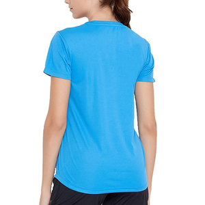 Vêtements de sport personnalisés de haute qualité pour femmes, t-shirts à col rond à manches courtes, unis, simples, pour la salle de sport, coupe classique, service OEM - Product Image 2