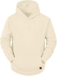 Sudadera con Capucha para Hombre, Color Gris Claro, Corte Regular, Color Sólido, Informal, Tejida, Manga Larga, con Bolsillos, para Otoño - Product Image 3