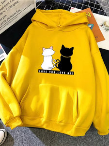 เสื้อฮู้ดผู้หญิงคุณภาพดี สตรีทแวร์ เสื้อฮู้ดผู้หญิง เสื้อสเวตเชิ้ตแขนยาวลายแมวสไตล์ฮาราจูกุ สำหรับฤดูใบไม้ผลิและฤดูใบไม้ร่วง - Product Image 5