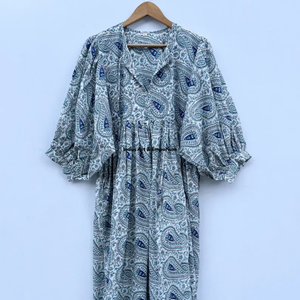 Beautiful floral Cotton Block Printed dress Dress For Casual wear Hand Block Printed Dress - Product Image 2