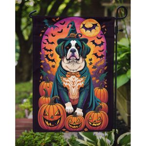 Saint Bernard witchy ธงสวนฮาโลวีนหลากสีสำหรับตกแต่งกล่องจดหมายและลานแบนเนอร์สำหรับงานศิลปะในสนามและสนามหญ้าสำหรับเตียงดอกไม้ - Product Image 3