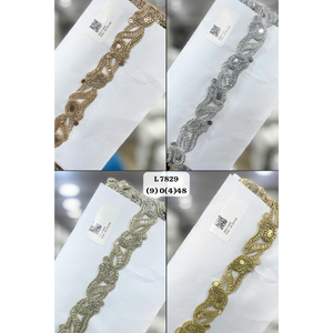 Dentelle florale brodée ajourée 100 % polyester, largeur 3 cm, rouleau de 9 mètres pour robes ethniques, sacs, chaussures, textiles de maison, Inde - Product Image 1