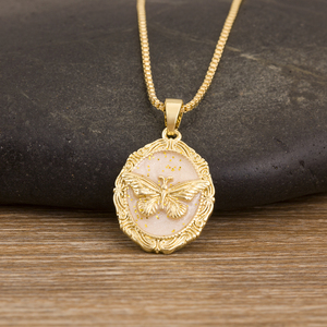 QIKU 18K Gold Plated Butterfly Pendant Necklace Unisex Glamorous <strong>Unique</strong> Style Link Copper <strong>Jewelry</strong> Zircon 3 Colors Perfect - Product Image 5