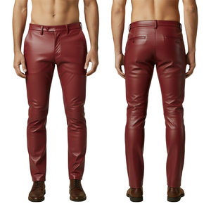 Pantalon décontracté tendance pour homme en cuir PU souple, léger et respirant, idéal pour un look moderne et quotidien - Product Image 1