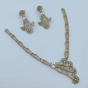 ชุดสร้อยคอเพชรแบบอเมริกัน JeweleMarket 10575672WH Royal Look ดีไซน์หรูหรา พร้อมเคลือบทอง สำหรับโอกาสพิเศษของเจ้าสาว - Product Image 1