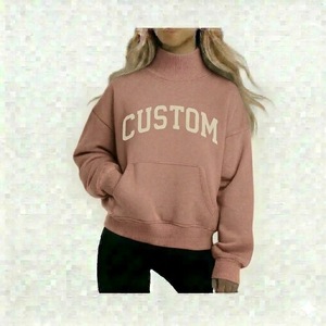 Sweat-shirts décontractés en polaire brodés pour femmes, col montant, en polyester/coton, séchage rapide, respirants, collection hiver 2026 – Vente en gros - Product Image 6