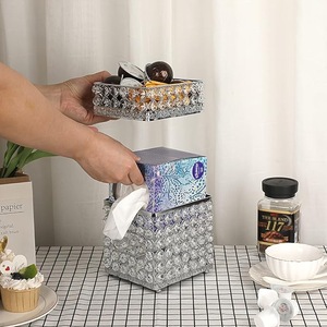 Elegante y Duradero Porta Servilletas de Cristal con Cuentas, Caja para Servilletas de Lujo para Mesa, Decoración para Hogar, Hotel, Restaurante y Bodas - Product Image 2