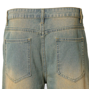 Shorts cargo baggy en jean pour homme, en feutre denim Lupin, avec double taille et strass aux genoux, personnalisés par le fabricant - Product Image 1