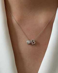 <b>Initial</b> Toi Et Moi Pendant Letter <b>Necklaces</b> Bezel Round Cut Lab Grown Diamond Solitaire Layering Fine Jewelry 10K 14K Solid Gold - Product Image 1