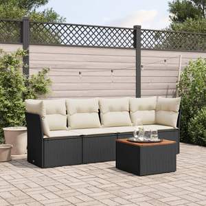 Conjunto de Sofás Modulares Grandes de Ratán PE Negro para Jardín, Muebles Modulares Elegantes para Exteriores - Product Image 1