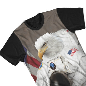 Men's Eagle Astronaut Print O-Neck Short Sleeve T-<b>Shirt</b> Sublimation <b>Photo</b> Graphic Tee - Product Image 3