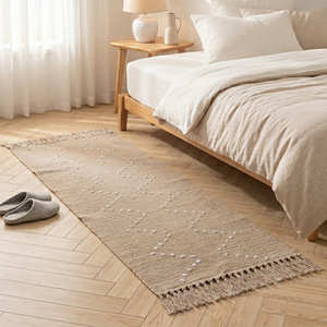 Bohemian Cotton Area Rug with <b>Large</b> Geometric Diamond Pattern for Living Room, Bedroom & Modern Interior Decoration - Product Image 1