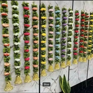 Décoration murale florale avec pompons, style bohème, pour salon intérieur, décoration de mariage, en fibres végétales - Product Image 1