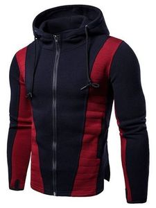 <b>Skinny</b> Fit Lightweight Casual Men's Zip-Up Hoodie with Contrast Color Full-Zip Washed Fabric for Autumn - Product Image 2