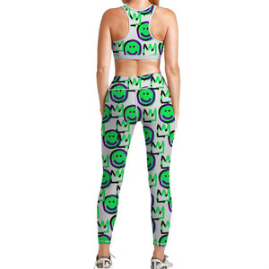 Ensemble de soutien-gorge de sport et leggings à imprimé géométrique, séchage rapide, respirant, vêtements de sport pour femmes - Product Image 4