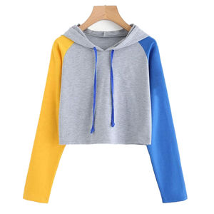 Latest Design Custom Logo Winter Hooded Front Oversized Crop Top Pullover Sweatshirt Cropped Hoodie Women Hoodies - Product Image 5
