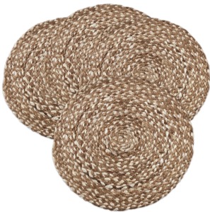 Round Braided Jute <b>Placemats</b> Set of 4 Reversible Country Style Non Slip <b>Table</b> Mats for Indoor Outdoor <b>Dining</b> - Product Image 4