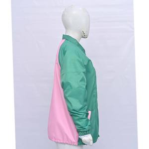 Premium Green Women's Coach Shirt <b>Jacket</b> With <b>Pink</b> Buttons Turn-down Collar Casual <b>Waterproof</b> Spring Outerwear Training <b>Jacket</b> - Product Image 2