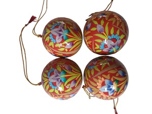 Boules de Noël en papier mâché faites à la main, décorations florales suspendues, écologiques, décorations festives pour la maison - Product Image 2