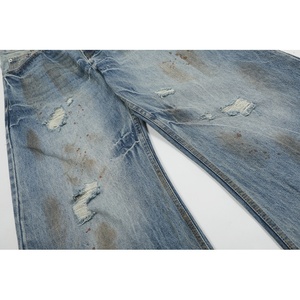Vaqueros desgastados lavados para hombre y mujer, de pierna ancha, estilo retro urbano, holgados - Product Image 3