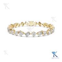 Bracelet tennis en or massif 100% pur, serti de diamants de laboratoire taille brillant, bijoux minimalistes de luxe pour femmes, KRUP JEWELS