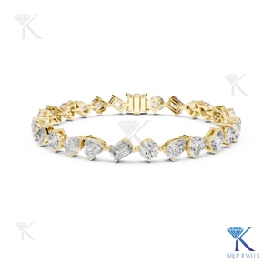 Lab Grown Diamond Round Brilliant Cut Filled Tennis <b>Bracelet</b> <b>Solid</b> Gold Fine Women Minimalist Luxury Jewelry - Product Image 2