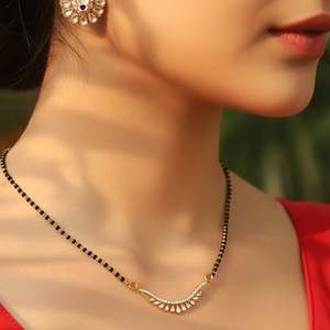 Mangalsutra plaqué argent Hallmark avec perle d'eau douce en or rose - Product Image 1